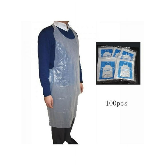 100pcs Disposable Adult Aprons Kitchen Waterproof Apron Gown Polythene