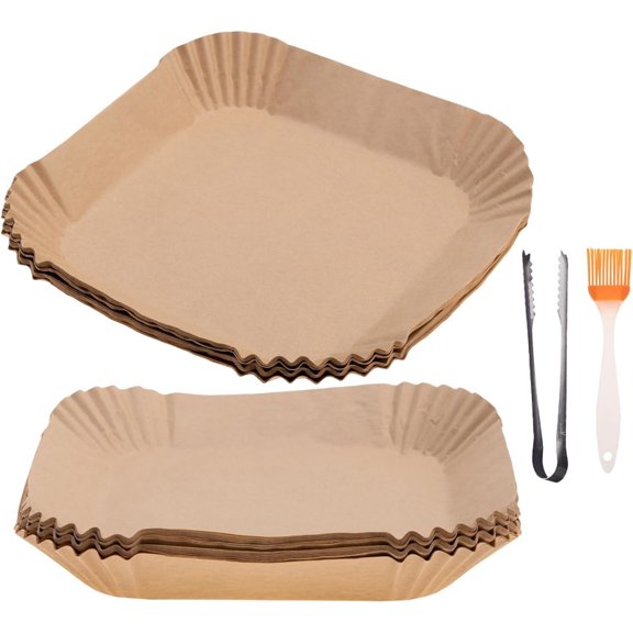 100pcs Disposable Air Fryer Liners - Non-Stick Parchment Paper Sheets, Unbleached Oil-Proof & Baking Paper with Compatible for, Microwave, Steamer - Pre-Cut 8in Square for (No cleaning)