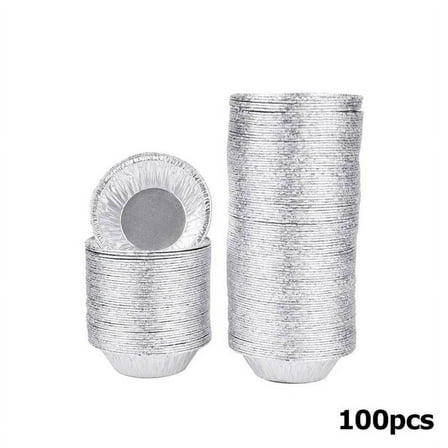 100pcs Disposable Aluminum Foil Tart Pan Mini Pot Pie Tart Bake Plate Pan 7x4x2cm