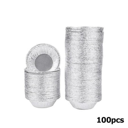 100pcs Disposable Aluminum Foil Tart Pan Mini Pot Pie Tart Bake Plate Tin Pan 7x4x2cm