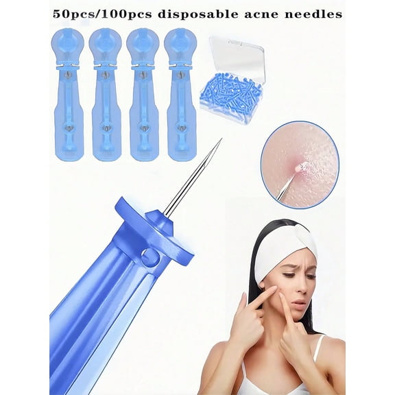 100pcs Disposable Blackhead Remover Tools, Professional Acne Pimple Extractor Set with Flat Head for Hygienic Facial Care at Home or Salon Use