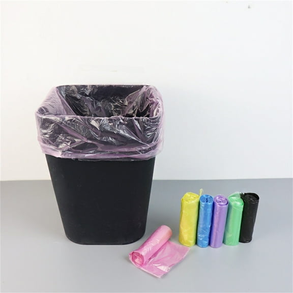 100pcs Disposable Garbage Bag, 2.6 Gallon Trash Bag Thickened Flat Mouth With Rolled Drawstring Garbage Bag,Thickened Plastic Garbage Bags for Household(Blue)