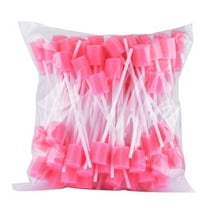 100pcs Disposable Oral Care Sponge Swab Tooth Cleaning Mouth Swabs (Pink)