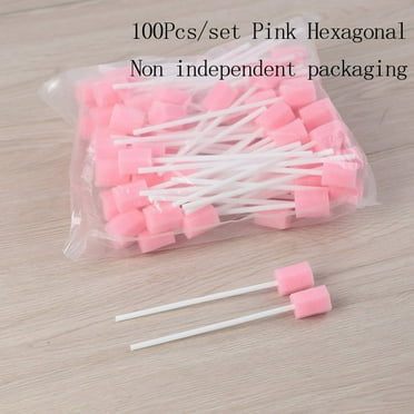 100pcs Disposable Oral Care Sponge Swab Tooth Cleaning Mouth Swabs With Stick