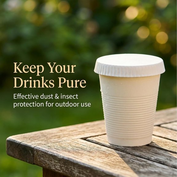 100pcs Disposable Paper Cup Cover, 3.54 inches Recycled Drinking Lid, White Coffee Cup Cover, Hot Cup Lids for Home Kitchen Cafe Parties Wedding Hotel Bars (Without Hole)