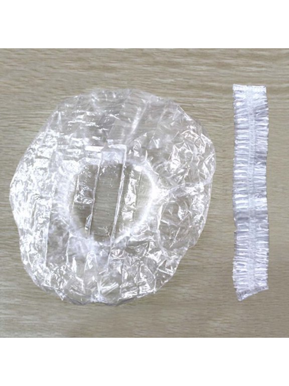 100 PCS Clear Disposable Plastic Shower Caps Large Elastic Thick Bath Cap For Women Spa,Home Use,Hotel and Hair Salon,Pack of 100 Individually Wrapped