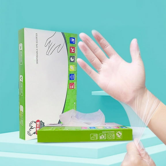 100pcs Disposable TPE Gloves,Food-Grade Transparent Thickened Gloves,Disposable Film Gloves, Food-Safe TPE Gloves, Large Size Disposable Gloves, Boxed Gloves for Home and Kitchen(Clear)