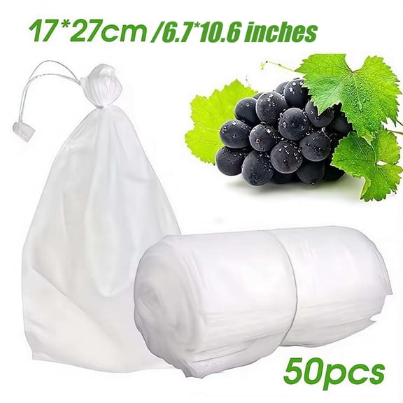 100pcs Drawstring Fruit Protection Bags, Non-Woven Bird & Pest Barrier Netting, Reusable Garden Orchard Plant Cover