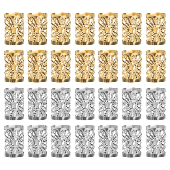 Milisten 100Pcs Metal Filigree Tube Hair Cuffs for Braiding Hair Assorted Color
