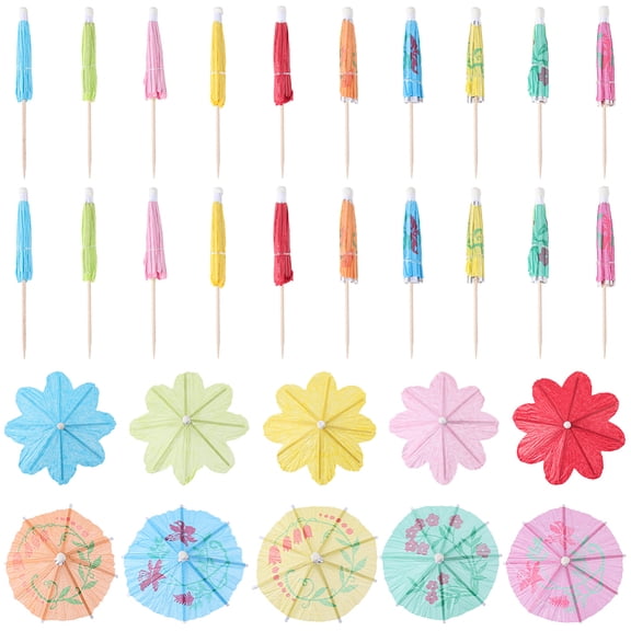 100pcs Drink Umbrellas Cocktail Drink Umbrella Picks Toothpicks Colorful Flower Paper Toothpicks Cocktail Umbrellas