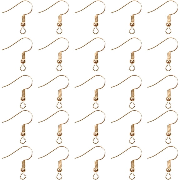 100pcs Earring Hooks Hypo Allergenic French Ear Wires with Ball and Coil 18mm Rose Gold Fish Hook Earrings Making Supplies Jewelry Findings