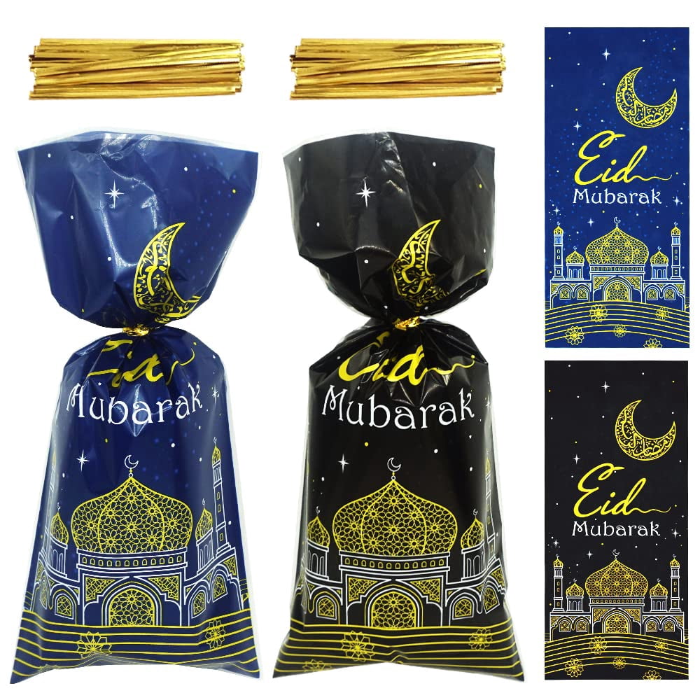 Eid Mubarak Goodie-Tüten 120 Stück – Zellophanbeutel Mit Twist-Bändern Für Süßigkeiten & Geschenke