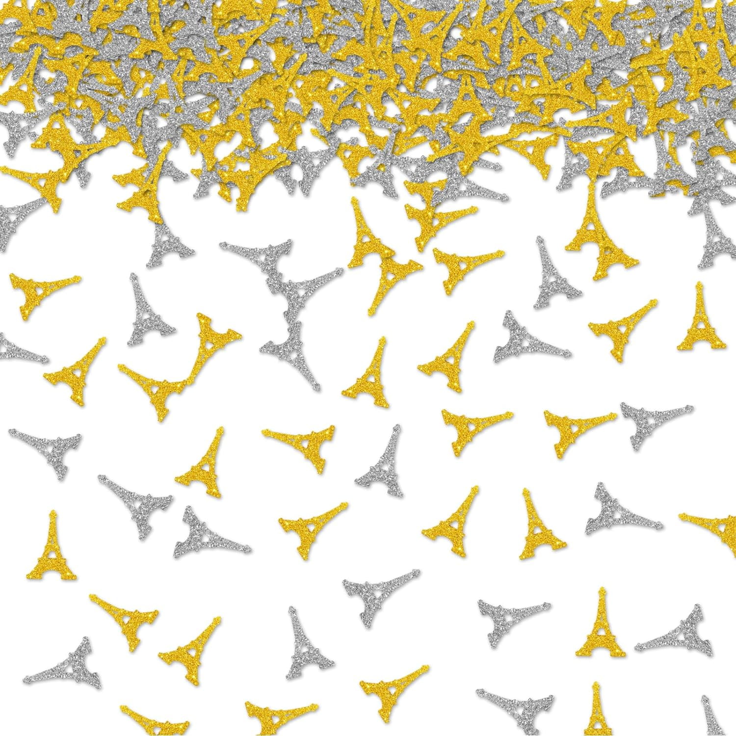 100pcs Eiffel Tower Confetti, Gold&Silver Glitter Paris Party Table Confetti, Paris French Theme Party Paper Scatters, Baby Shower/Bridal Shower Party Table Decoration