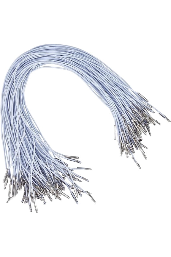 100pcs Elastic Barbed Cord 13inch White Elastic Cord Stretch Loop Round Elastic Straps Band with Metal Barbs Ends for Party Hat Travel Signs Book Binding 100pcs