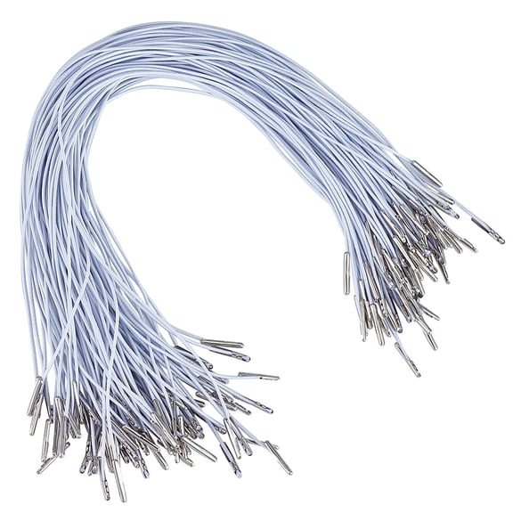 100pcs Elastic Barbed Cord 13inch White Elastic Cord Stretch Loop Round Elastic Straps Band with Metal Barbs Ends Party Hat Travel Signs