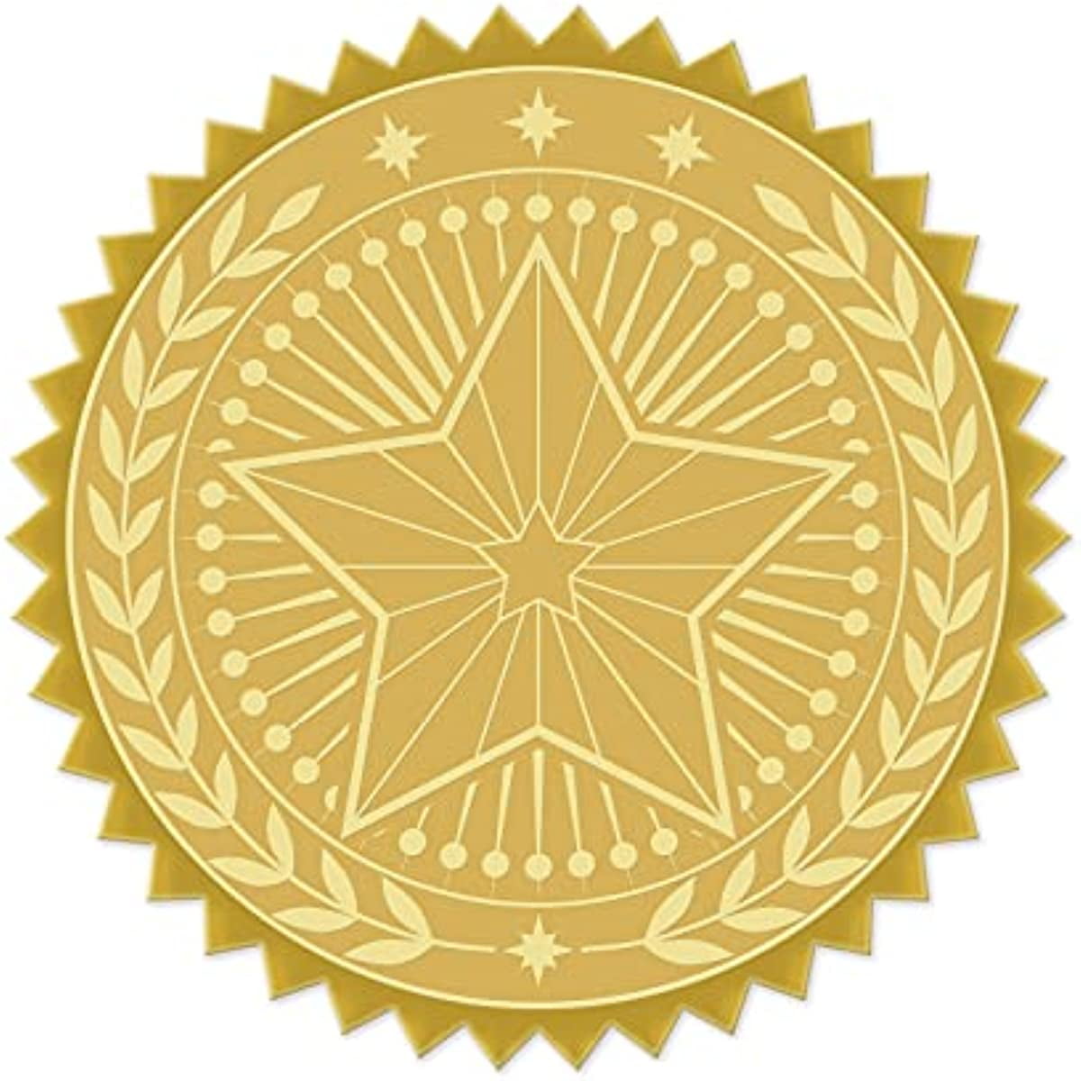 Gold Foil Sticker Fern Leaf 100pcs Certificate Seals Gold Embossed