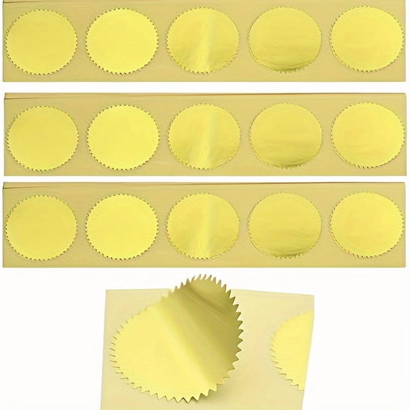 100pcs of Embossed Stickers,45Mm  Size,Featuring Blank Metallic Golden Seals.These Embossed Foil Stickers Have a Scalloped Edge And Are Designed for Use with an Embosser Stamp.They Are Self-Adhesive
