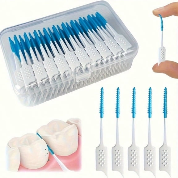 100pcs Fashionable Easy To Use Mint Flavored Soft Silicone Dental Floss Picks Formaldehyde Free For Teeth Gum Care