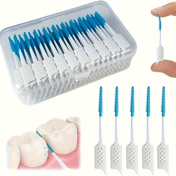 100pcs Fashionable Easy To Use Mint Flavored Soft Silicone Dental Floss Picks Formaldehyde Free For Teeth Gum Care