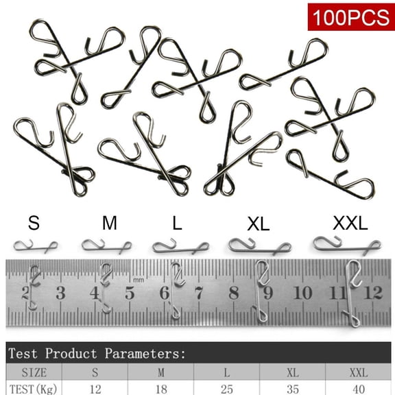 100pcs Fast Fishing Swivel Snap Clips Stainless Steel Swivels Snap Size S-XXL