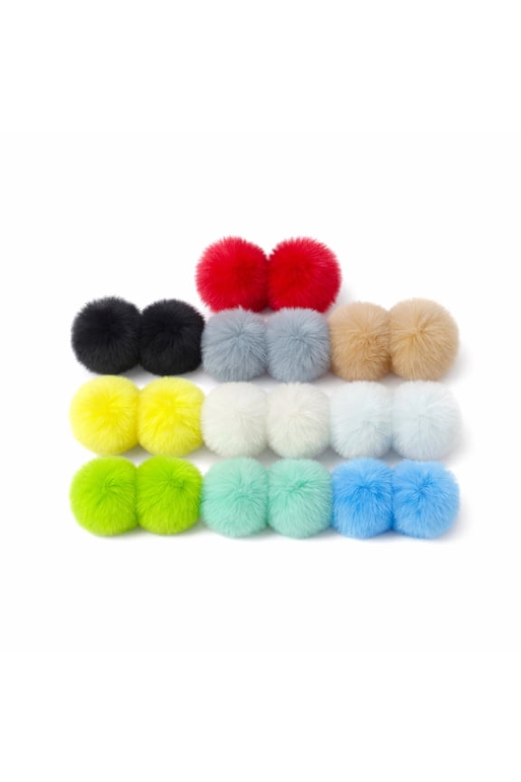 100pcs Faux Fur Pom Poms Balls with Elastic Loop, 2.4 Inch (6cm) Fluffy DIY Pompoms for Keychain, Hats, Shoes, Scarves and Bag Accessories, 10 Colors (10pcs Per Color)
