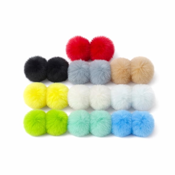 100pcs Faux Fur Pom Poms Balls with Elastic Loop, 2.4 Inch (6cm) Fluffy DIY Pompoms for Keychain, Hats, Shoes, Scarves and Bag Accessories, 10 Colors (10pcs Per Color)