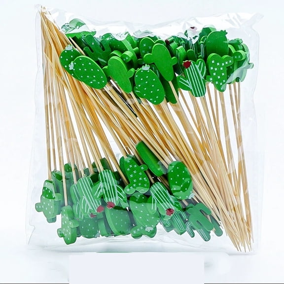 100pcs Fiesta Cupcake Toppers - Assorted Tropical Cocktail Picks with Llama, Cactus & Mexican Hat Designs for Celebrations