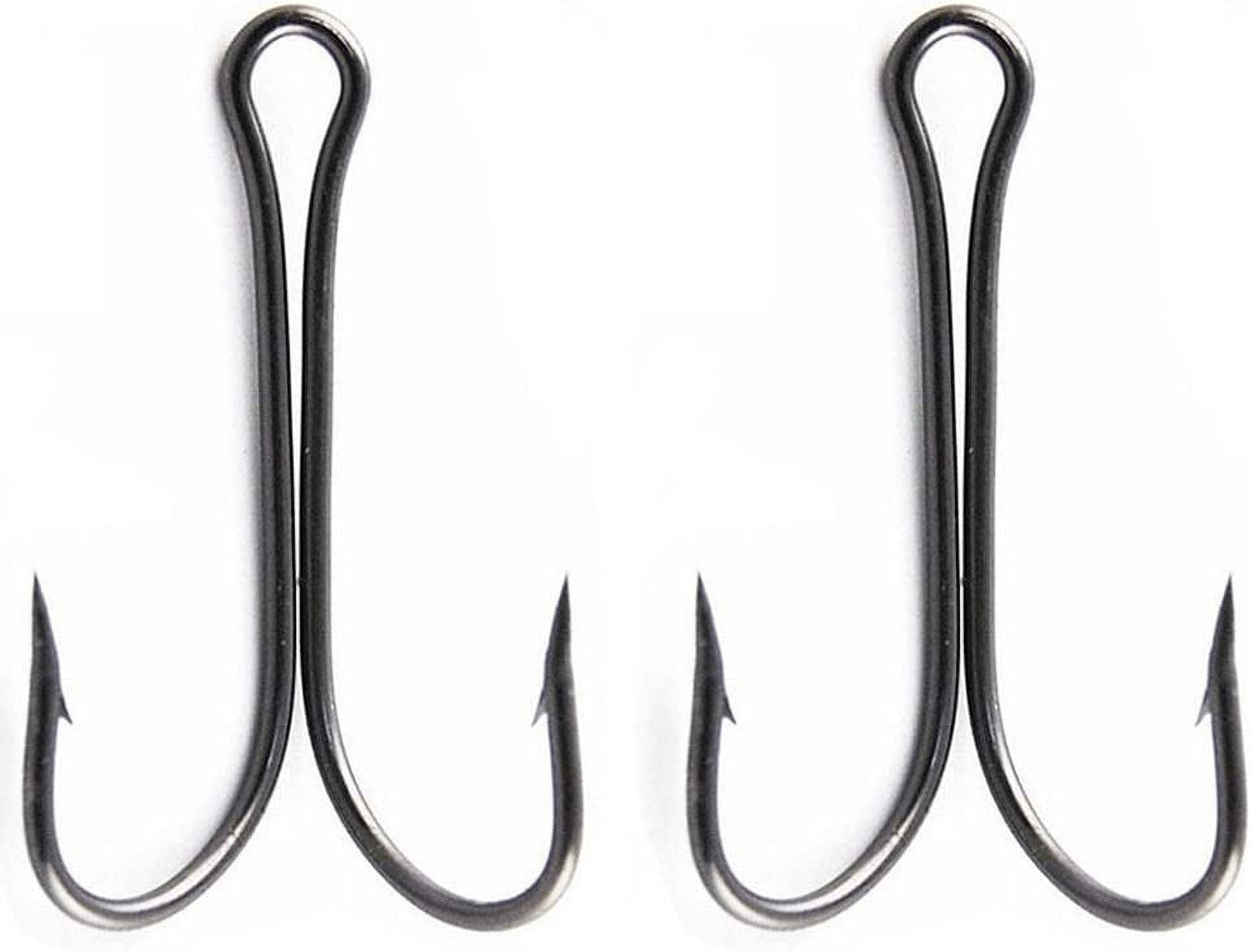 100pcs Fishing Typical Double Hook High Carbon Steel Small Fly Tying  Fishing Hooks Open Shank Double Frog Hook (3/0)