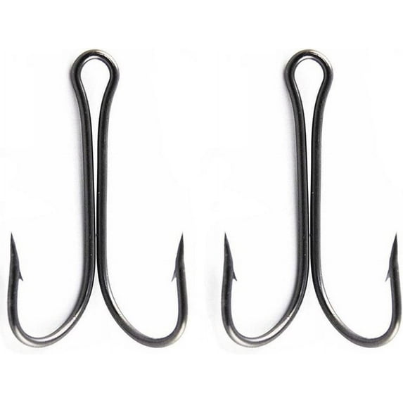 100pcs Fishing Typical Double Hook High Carbon Steel Small Fly Tying Fishing Hooks Open Shank Double Frog Hook (3/0)