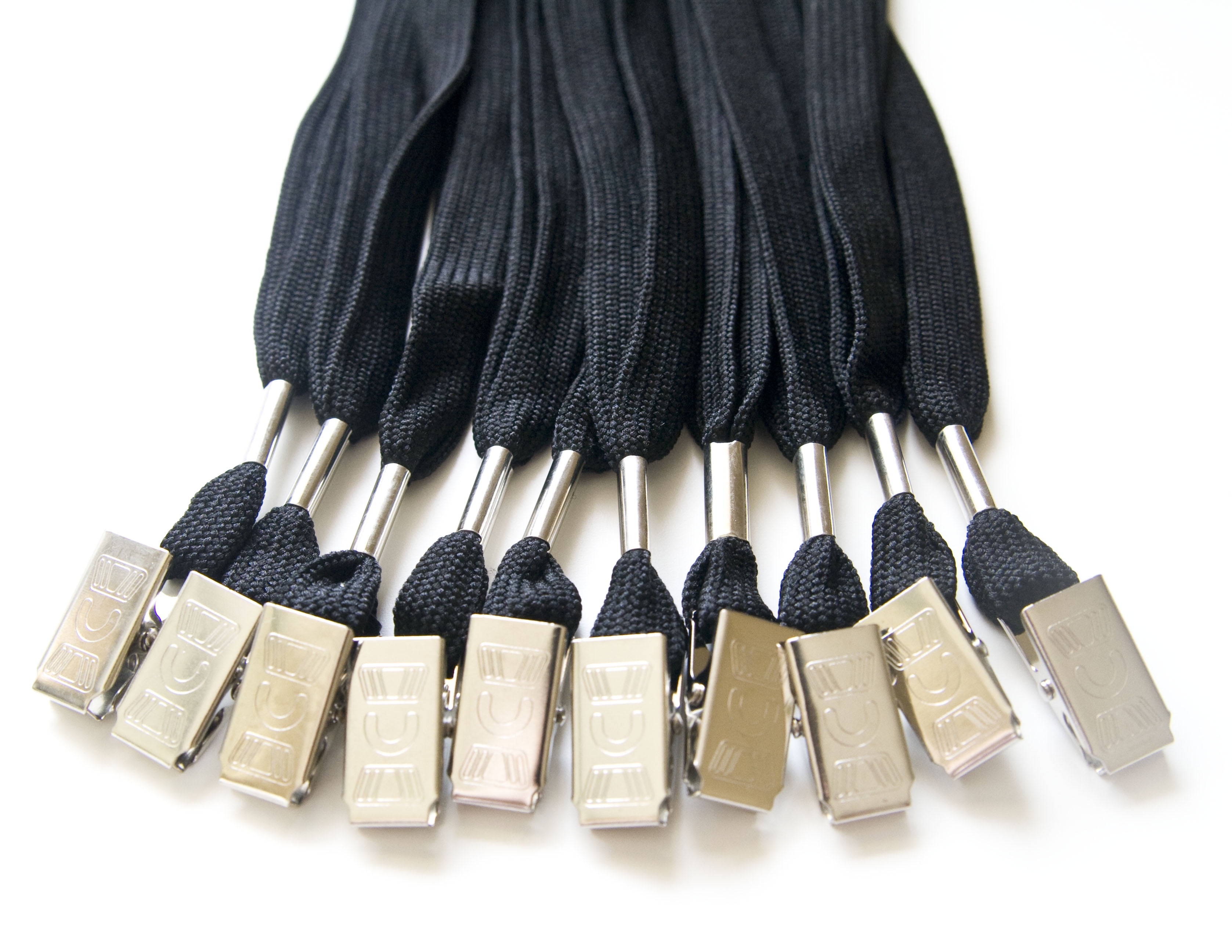 100pcs Flat ID Neck Lanyards for Badges with Bulldog Clip, Black by OnDepot