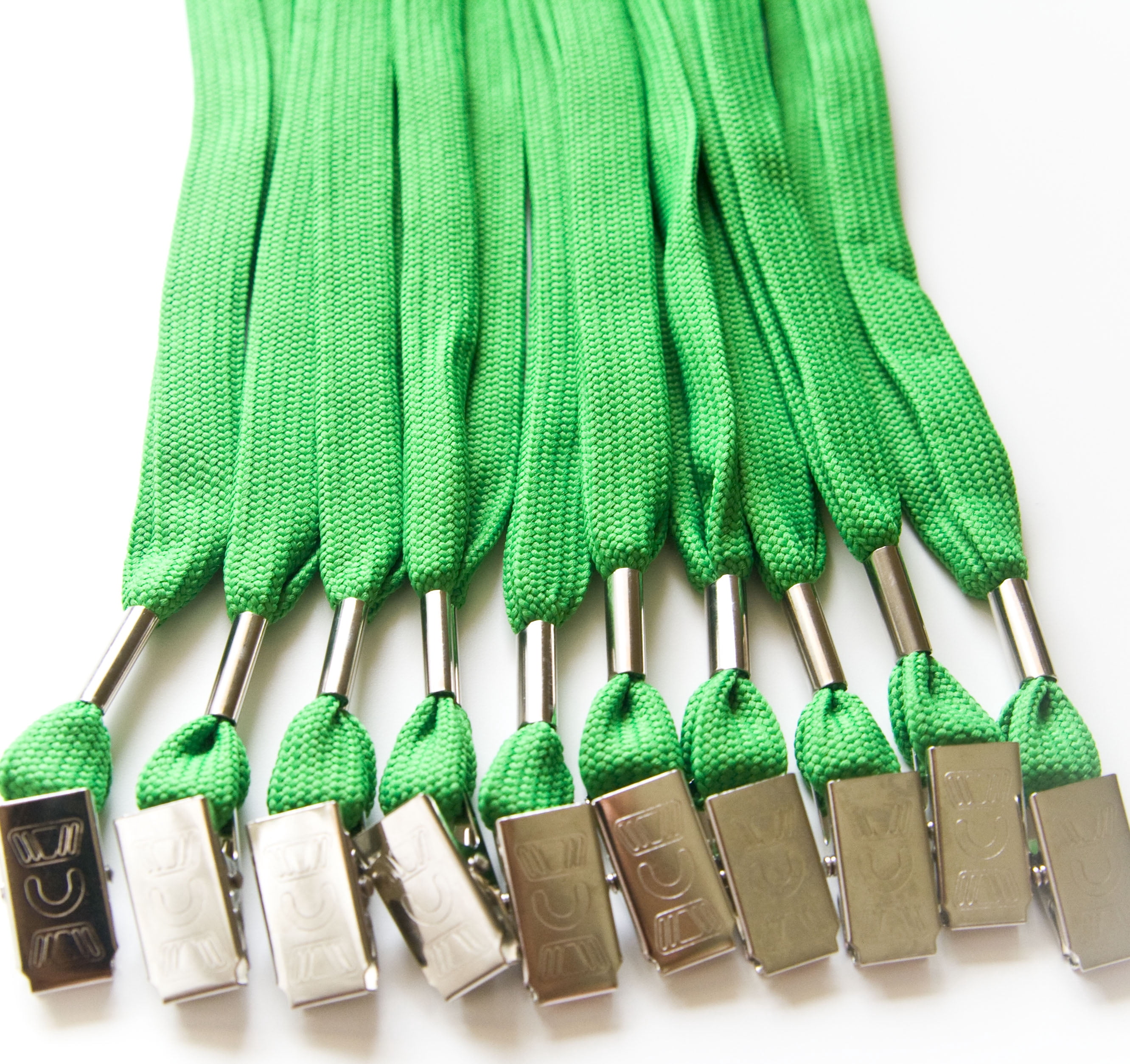 100pcs Flat ID Neck Lanyards for Badges with Bulldog Clip, Green by OnDepot