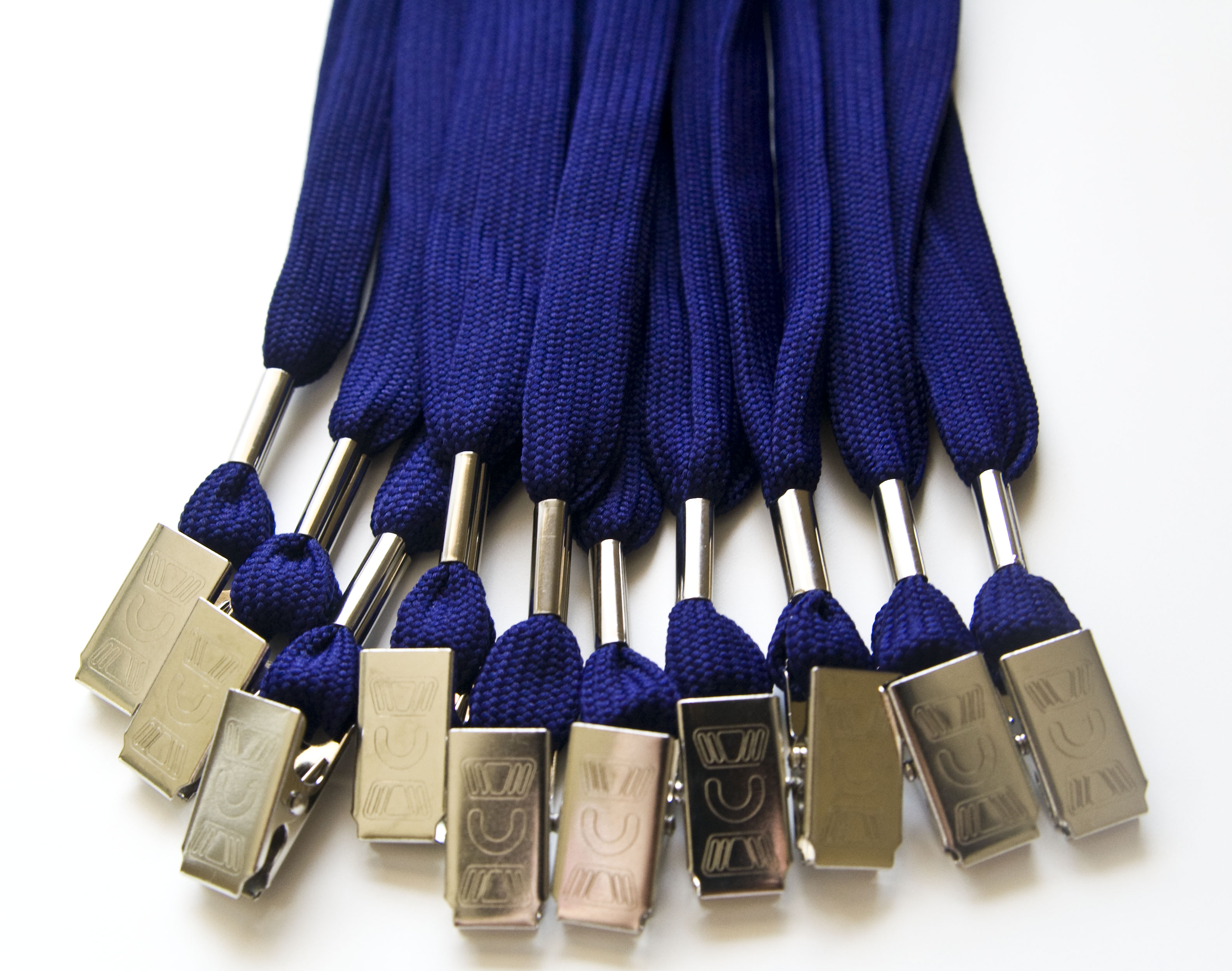 100pcs Flat ID Neck Lanyards for Badges with Bulldog Clip, Navy Blue by OnDepot