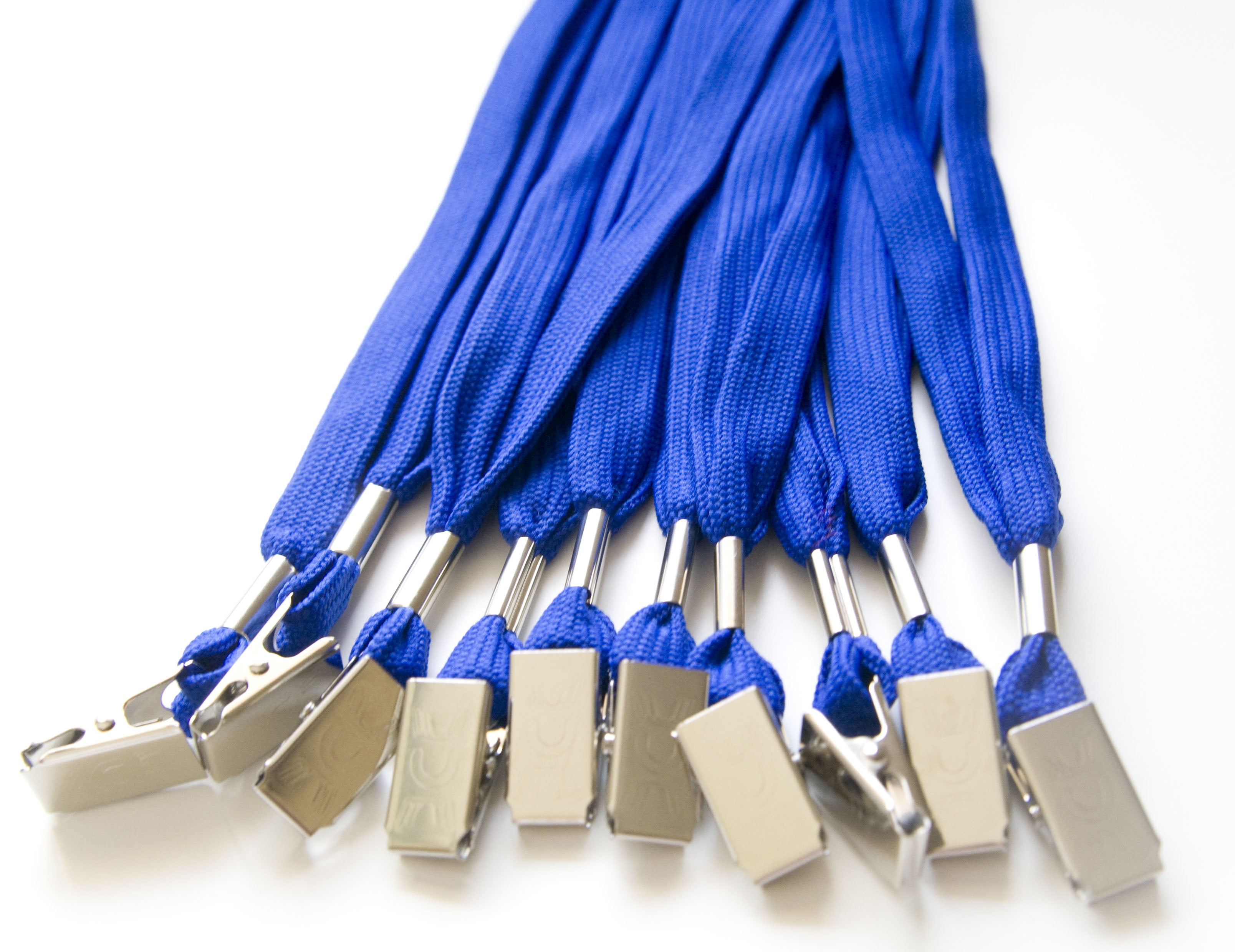 100pcs Flat ID Neck Lanyards for Badges with Bulldog Clip, Royal Blue by OnDepot