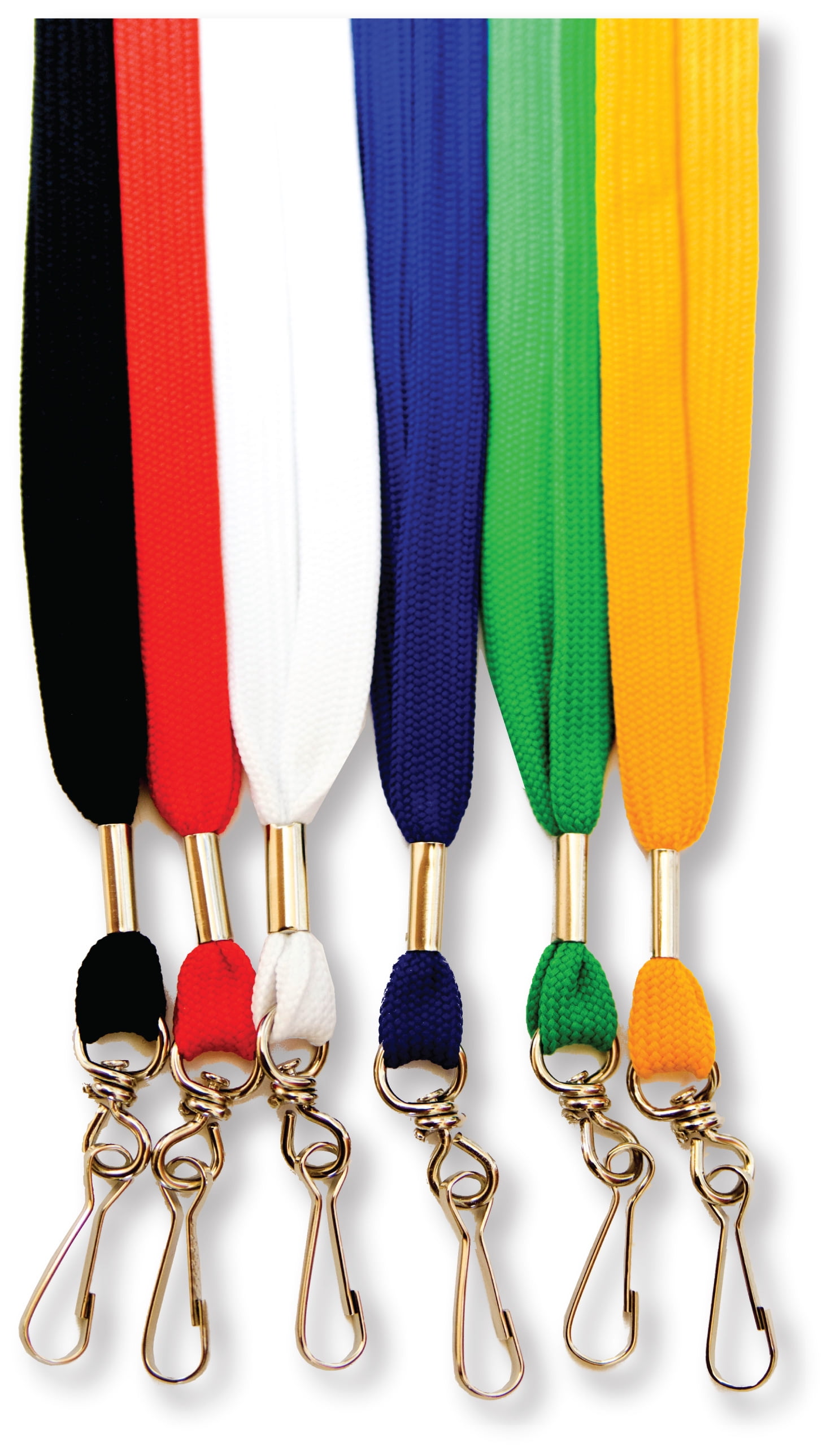 100pcs Flat ID Neck Lanyards for Badges with Swivel J-Hook, Assorted Mix 6 color by OnDepot