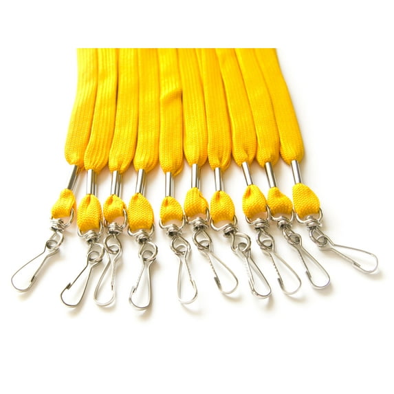 100pcs Flat ID Neck Lanyards for Badges with Swivel J-Hook, Athletic Gold by OnDepot