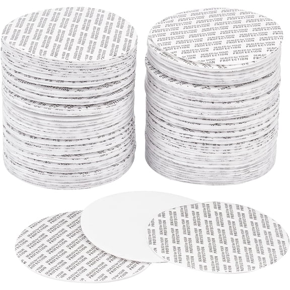 100pcs Flat Round Foam Lid Liners Pressure Sensitive Seals for Cosmetic Bottle Jar Lid Seal White 70x1.2mm for DIY