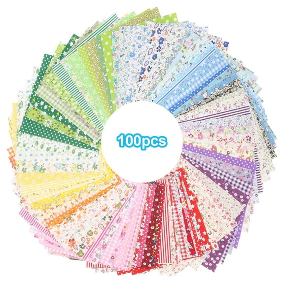 100pcs Floral Cotton Fabric, TSV 6 x 6'' Quillting Patchwork for Sewing, DIY Craft Projects, Multicolor