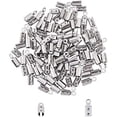 thumbnail image 1 of 100pcs Folding Crimp Ends Crimps Ends Fold Over Cord Ends 3mm Wide Terminators Clamp End Tips Jewelry Finding Kit for Bracelets Stainless Steel Color, 1 of 9