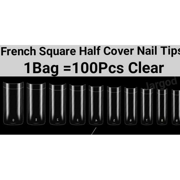 100pcs French Half cover Square Nail Tips Artificial False French Nail Tips Jargod