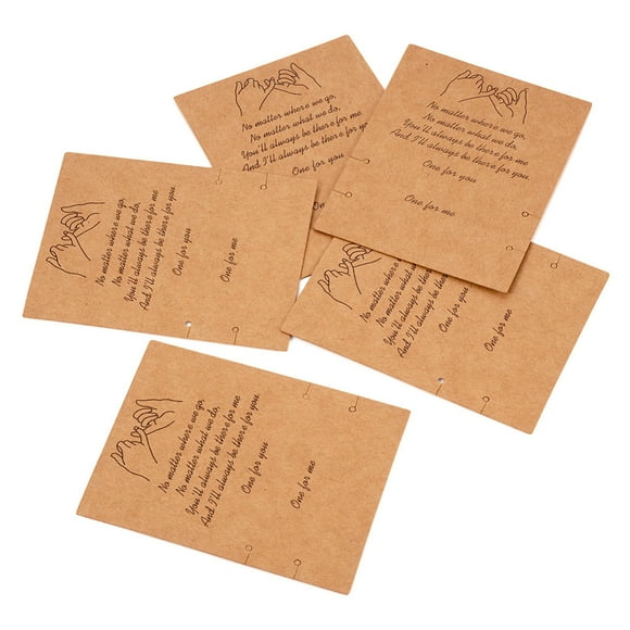 100pcs Friendship Theme Kraft Paper Jewelry Display Cards Used For Bracelets Rectangle with Word BurlyWood 9x7x0.04cm Hole: 2mm
