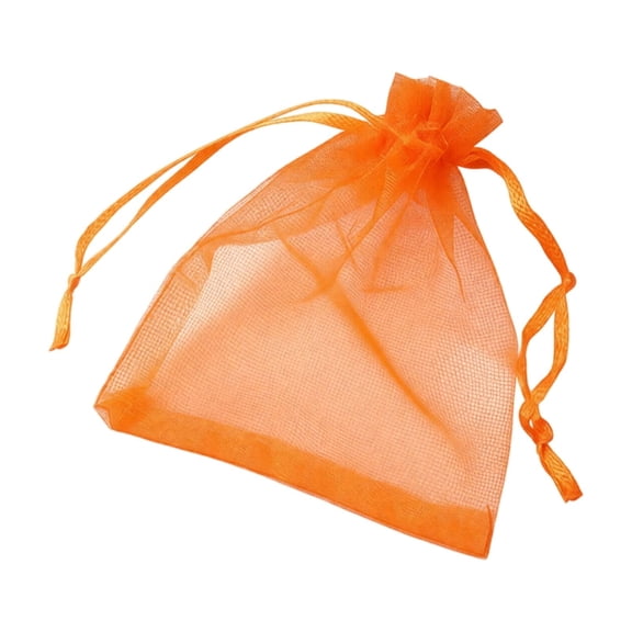 100pcs Fruit Protection Bags, Organza Mesh Drawstring Insect Proof Barrier Fruit Tree Shield Fine Netting Pouch Garden Botanical Guard Breathable Fabric Harvest Safeguard, Orange 3.94x5.91in