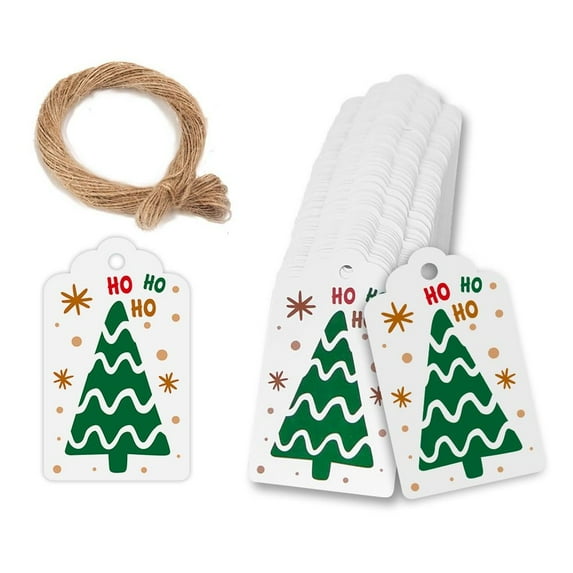 100pcs Gift Festival Supplies Package Decoration Hang Cards Santa Claus Snowman Xmas Tree Snowflake Merry Christmas Tags Wrapping Hanging Labels 5