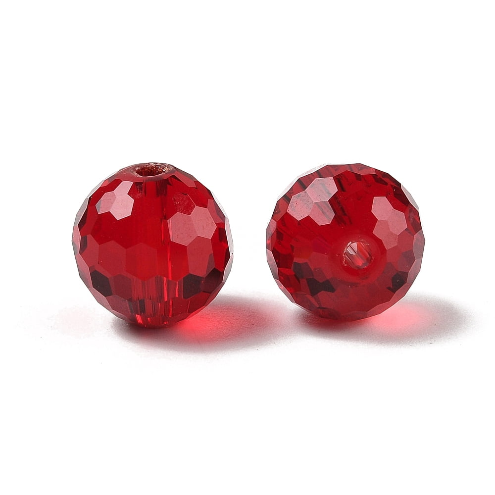 100pcs Glass K9 Glass Imitation Austrian Beads Faceted(128 Facets) Round Dark Red 12mm Hole: 2mm
