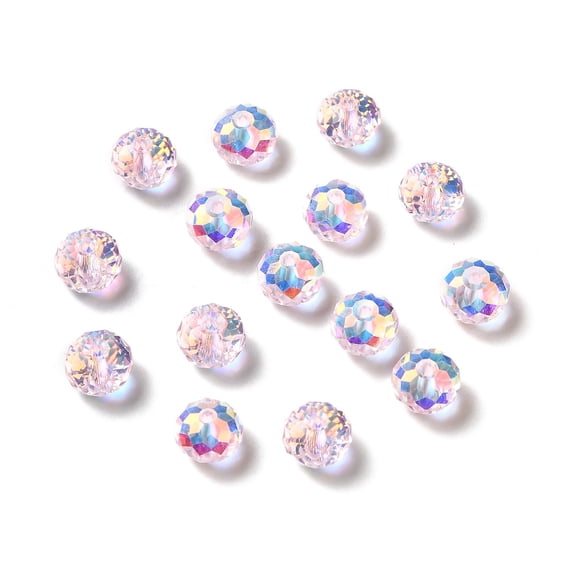 100pcs Glass K9 Glass Imitation Austrian Beads Faceted Rondelle Pearl Pink 8x6mm Hole: 1mm
