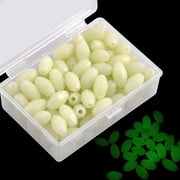 100pcs Glow Fishing Beads Hard Fish Line Beads Luminous Plastic Oval Round Bait Eggs Lure Tackle for Fishing Rigs Glow in Dark