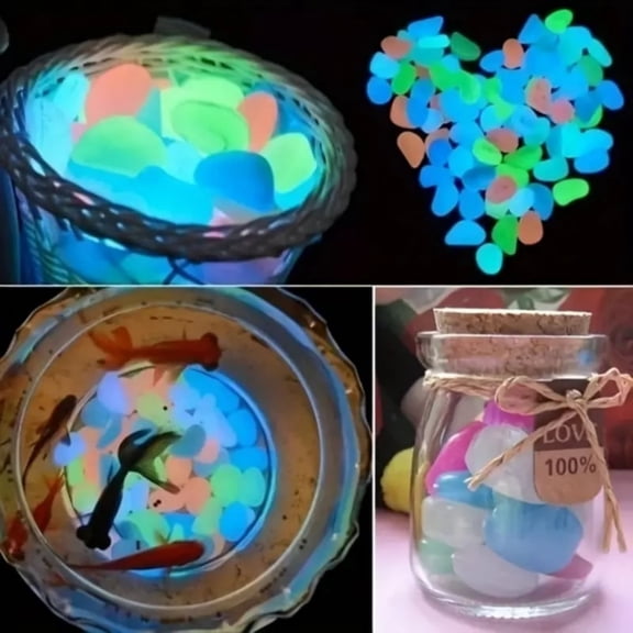 100pcs Glow Pebbles for Outdoor Garden Glow in The Dark Rocks Outdoor Glowing Rocks Glow in The Dark Stones Glow Pebbles for Garden Luminous Stones Glowing Stones for Driveway Walkway