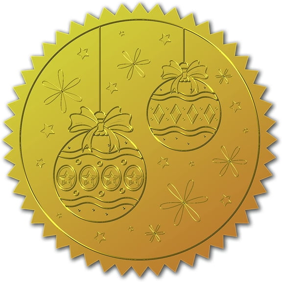 100pcs Gold Foil Certificate Seals Bow Embossed Gold Certificate Seals Light Bulb 2" Round Self Adhesive Embossed Stickers for Invitations Graduation Monogram Seals Flower