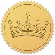 100pcs Gold Foil Crown Stickers Embossed Gold Certificate Seals 2 Round Self Adhesive Embossed Stickers for Wedding Invitations Envelope Graduation Notary Corporate Monogram Seals
