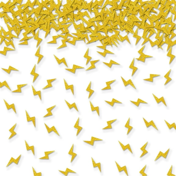 100pcs Gold Glitter Lightning Confetti for Baby Shower, Weather Themed Birthday Party Table Decoration, Bolt Paper Scatters