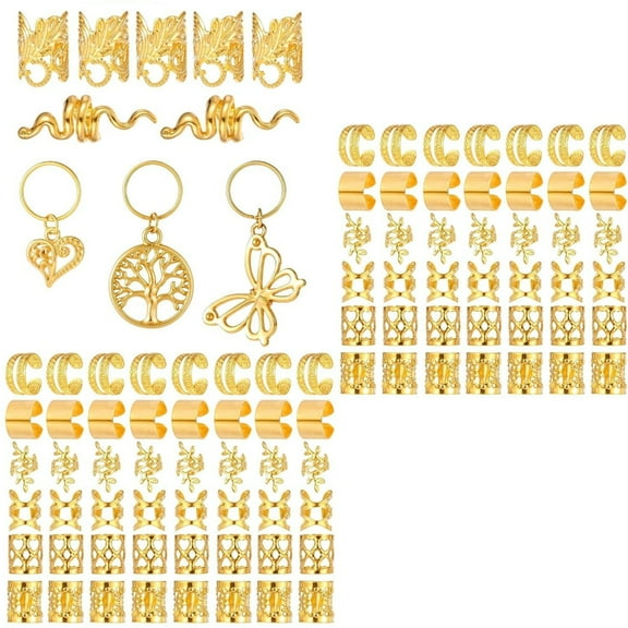 100pcs Gold Hair Cuffs And Beads Hairpieces For Braids Hair Cuffs Fashionable Metal Hair Decorations for Women Girls